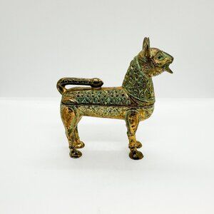 SOLD Vtg Brass Feline Cat Incense Burner Egyptian Medieval Persia Witchy